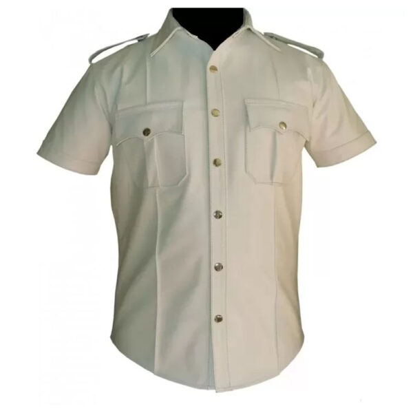 Mens Very Hot Genuine White Leather Shirt